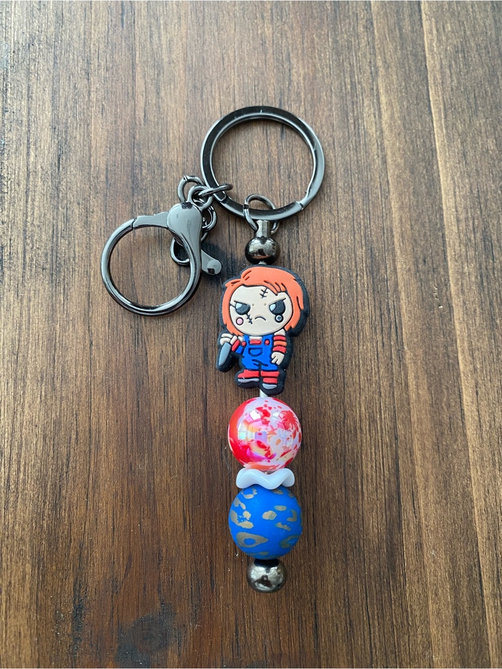 Chucky Halloween Horror Keychain Accessory in Orange and Blue